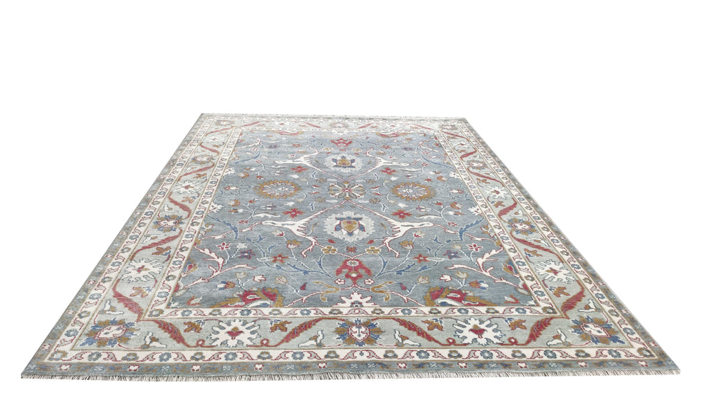 Blossom Hand Knotted Area Rug Slate Blue