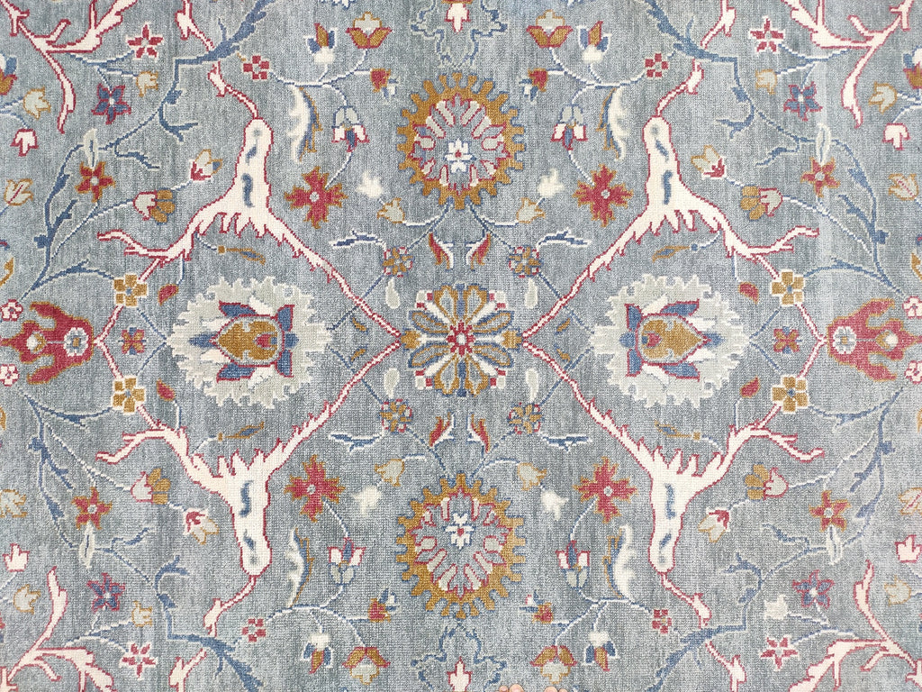 Blossom Hand Knotted Area Rug Slate Blue