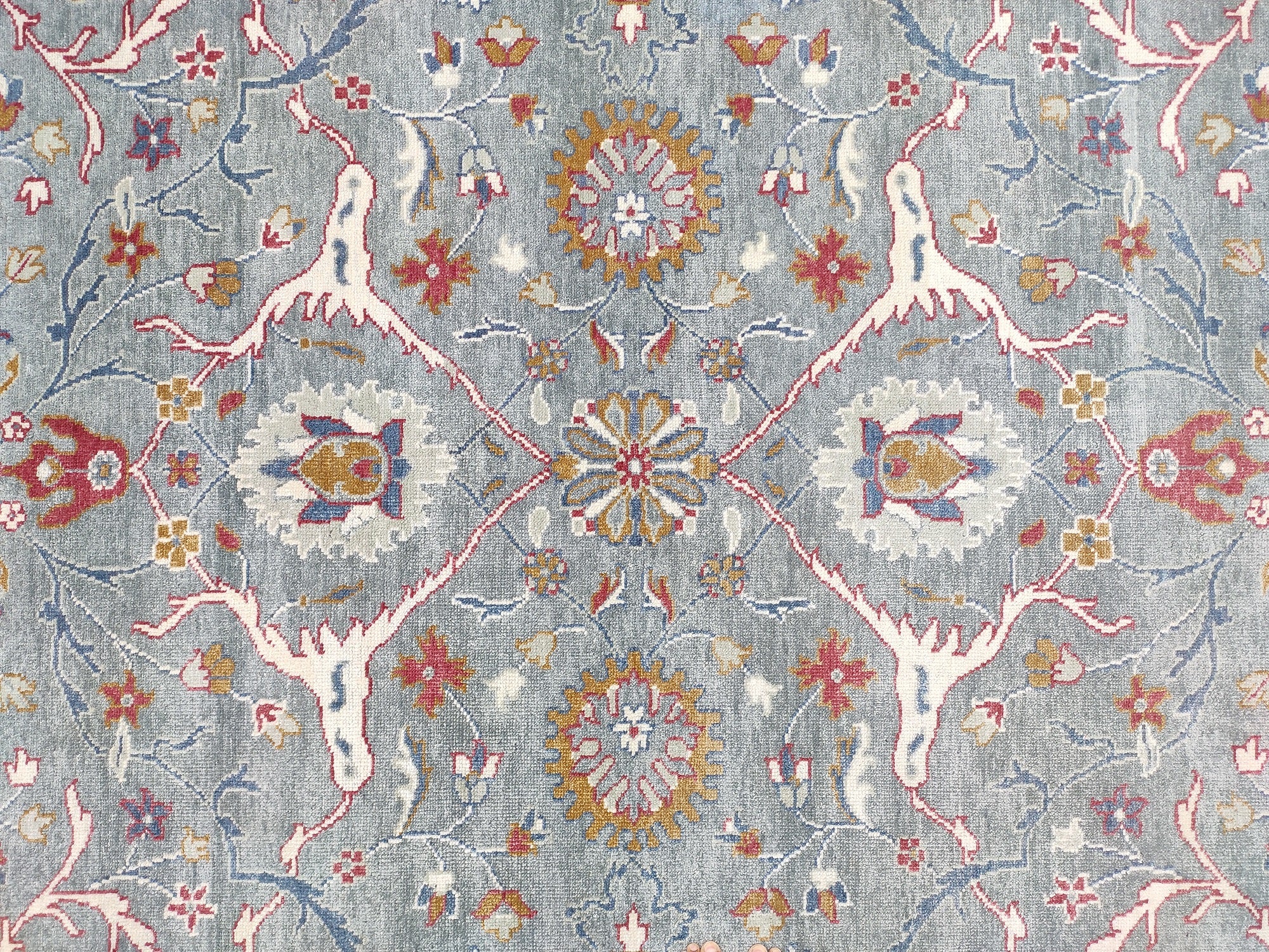 Blossom Hand Knotted Area Rug Slate Blue