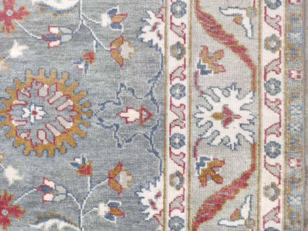 Blossom Hand Knotted Area Rug Slate Blue