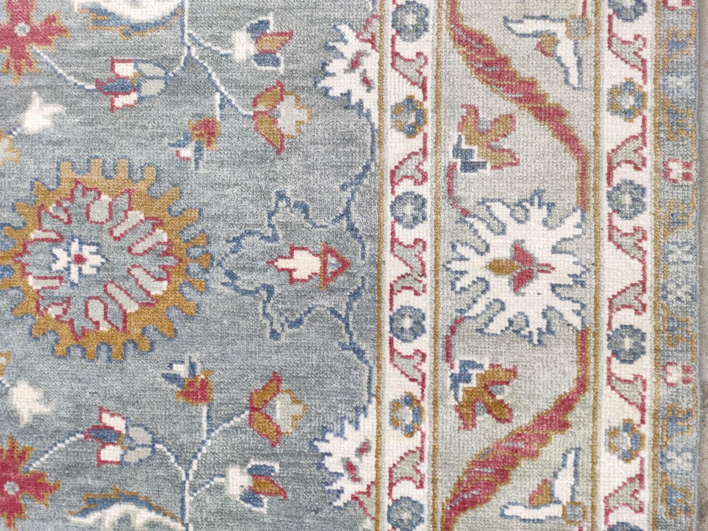 Blossom Hand Knotted Area Rug Slate Blue