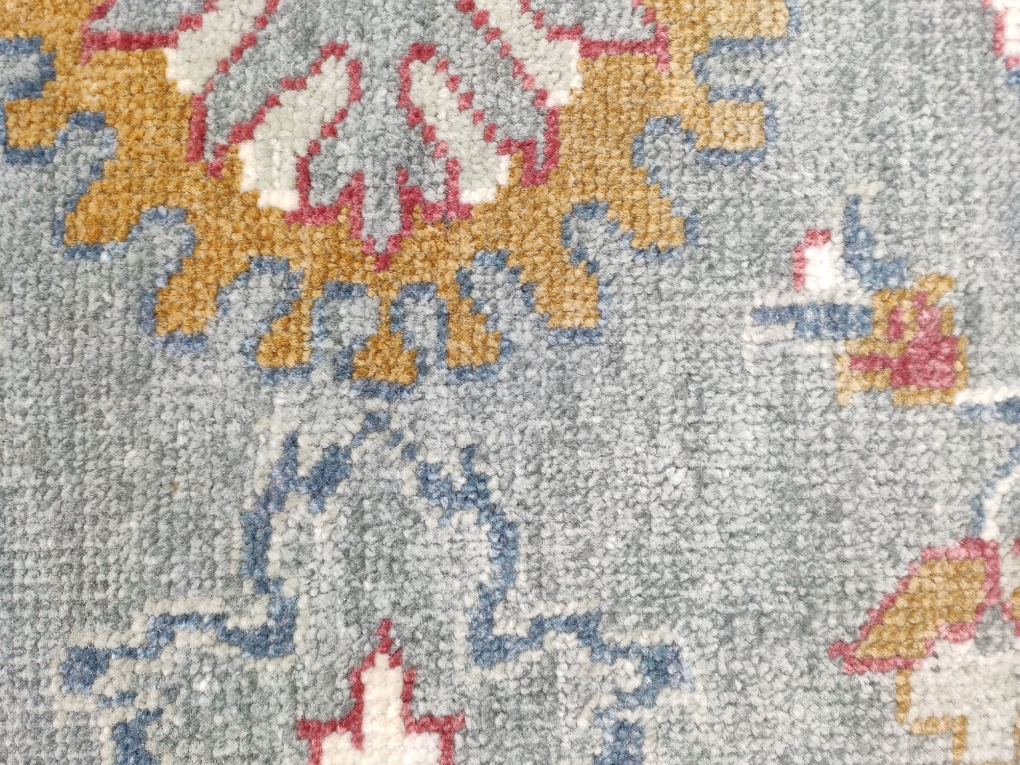 Blossom Hand Knotted Area Rug Slate Blue