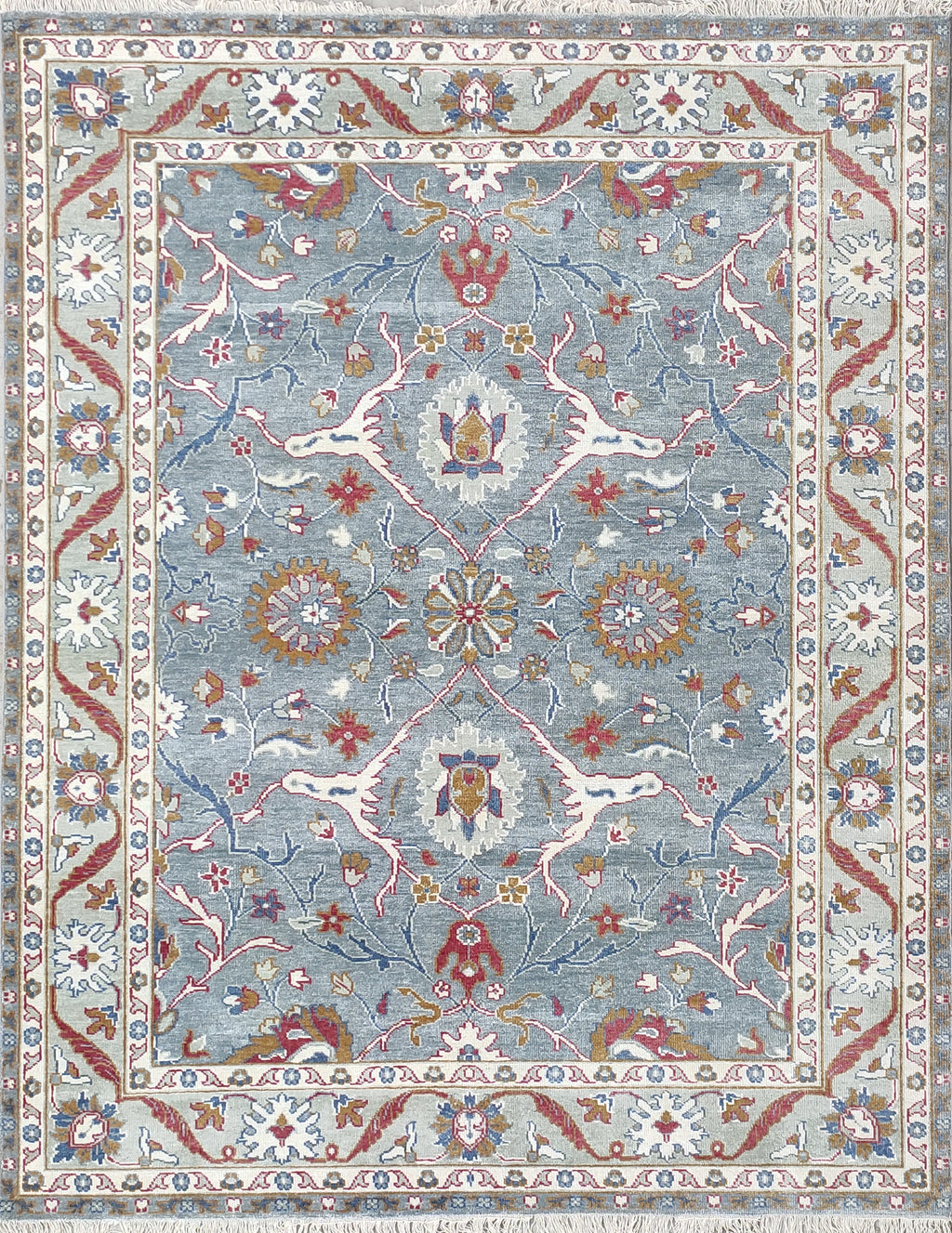 Blossom Hand Knotted Area Rug Slate Blue