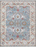 Blossom Hand Knotted Area Rug Slate Blue