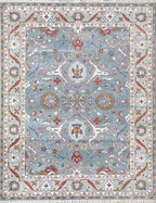 Blossom Hand Knotted Area Rug Slate Blue