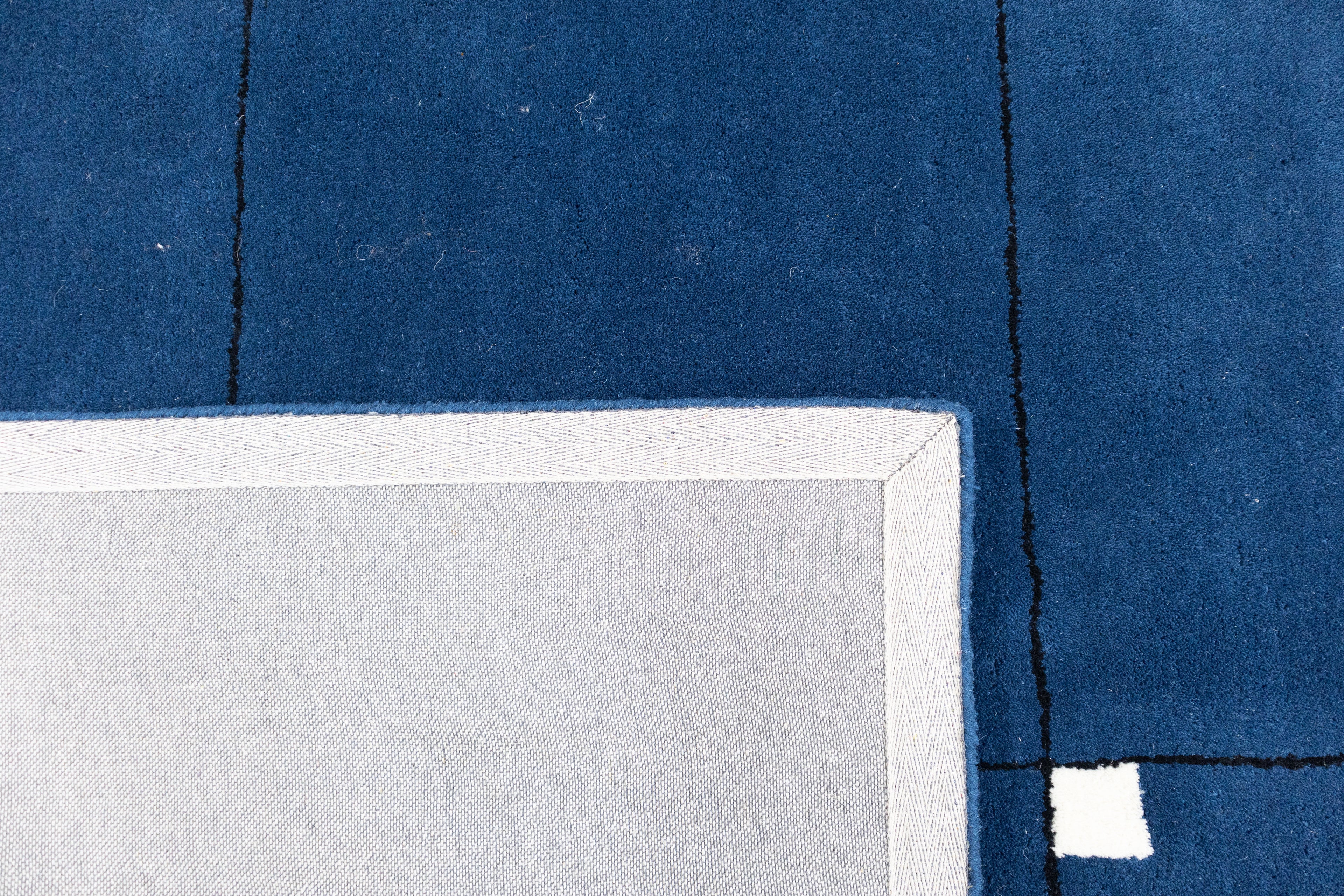 Blue Fantasy Hand Tufted Wool Rug