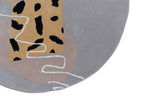 Boho Cheetah Round Abstract Hand Tufted Wool Rug Peach