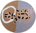 Boho Cheetah Round Abstract Hand Tufted Wool Rug Peach