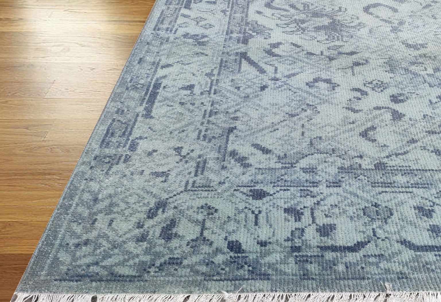 Bollen Hand Knotted Wool Rug Blue