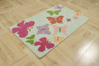 Butterflies Kids Collection Hand Tufted Wool Rug Light Green