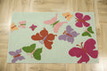 Butterflies Kids Collection Hand Tufted Wool Rug Light Green