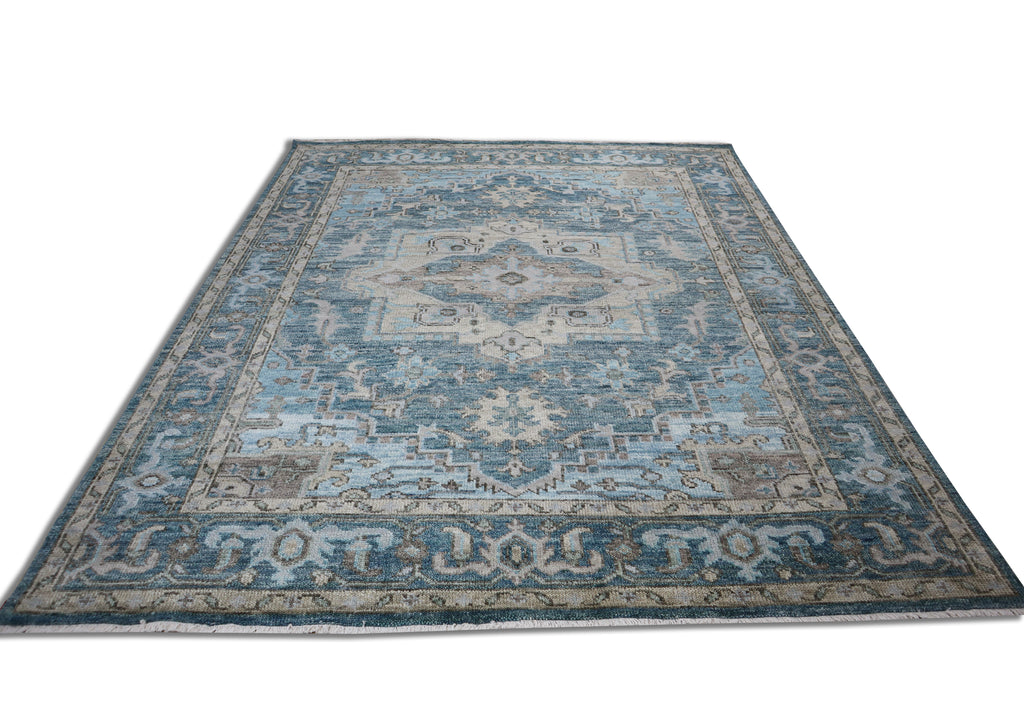 Cala Hand Knotted Wool Area Rug Blue