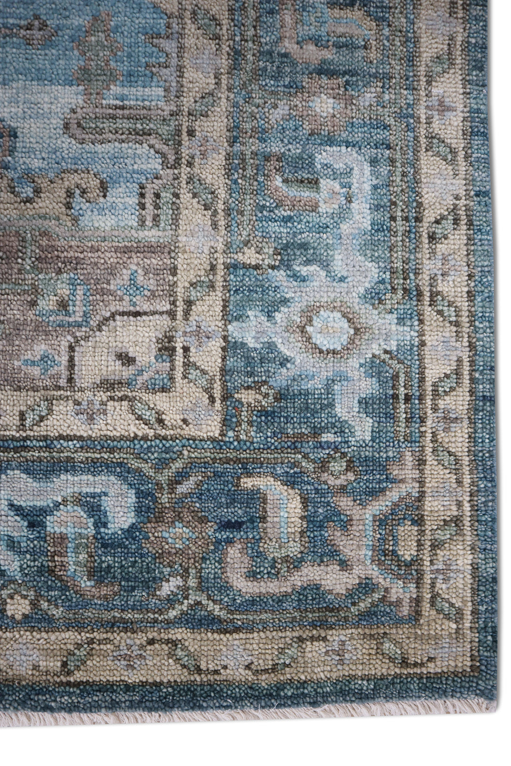 Cala Hand Knotted Wool Area Rug Blue