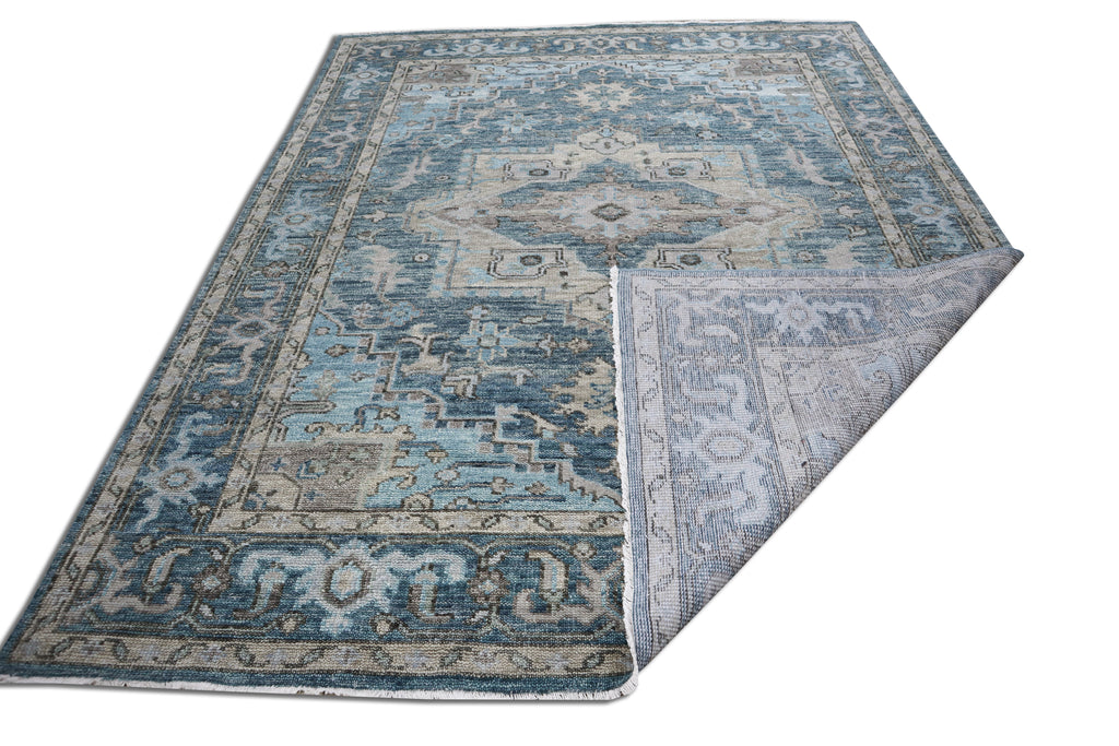 Cala Hand Knotted Wool Area Rug Blue