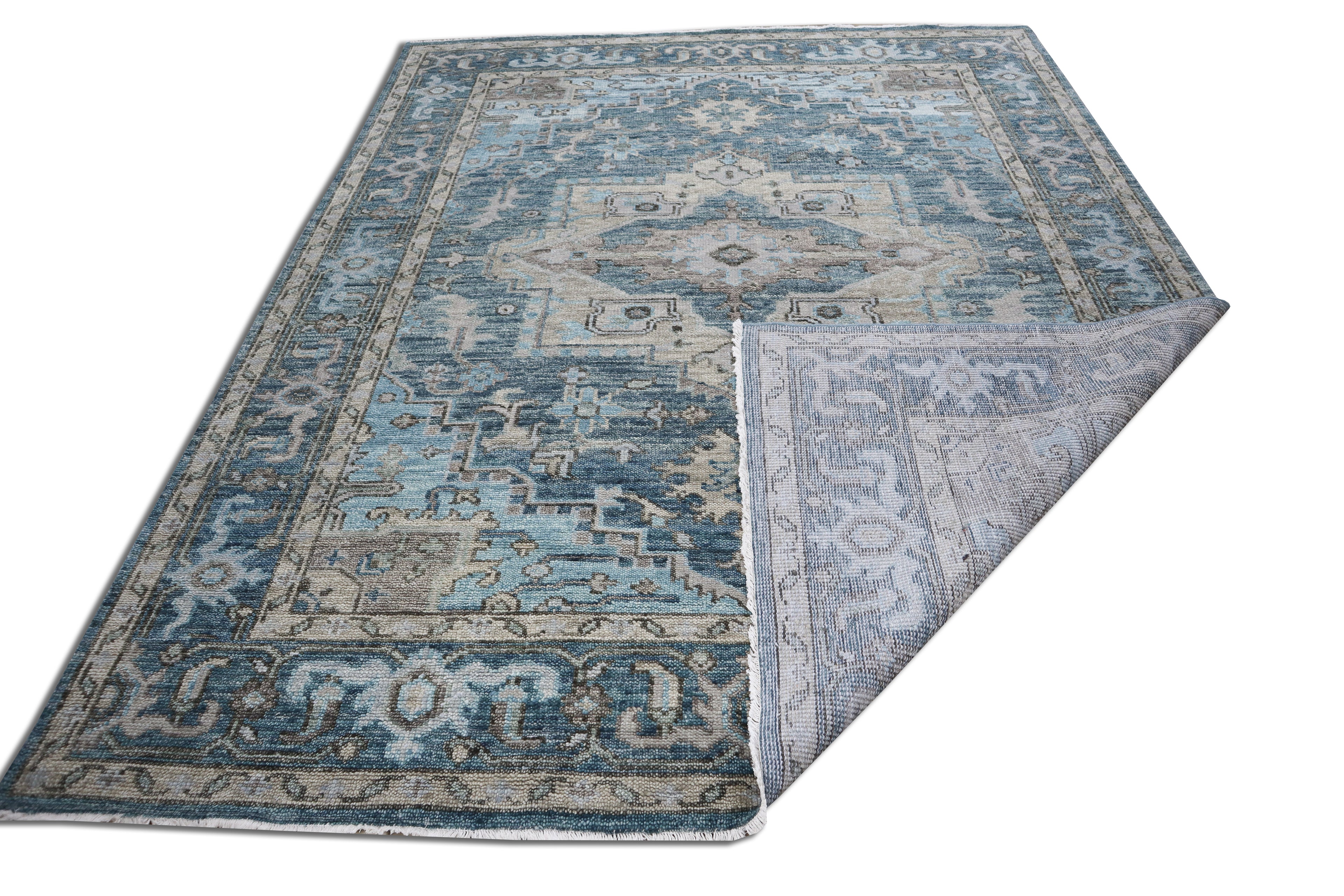 Cala Hand Knotted Wool Area Rug Blue