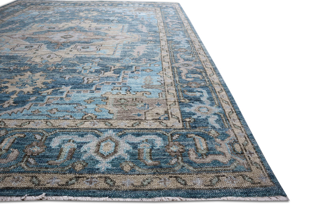 Cala Hand Knotted Wool Area Rug Blue