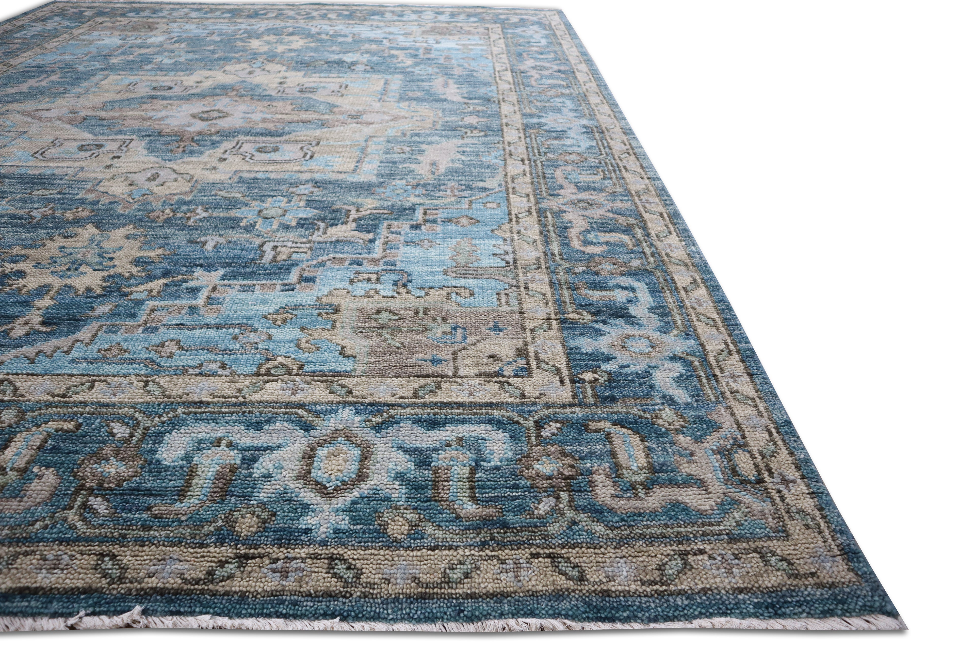 Cala Hand Knotted Wool Area Rug Blue