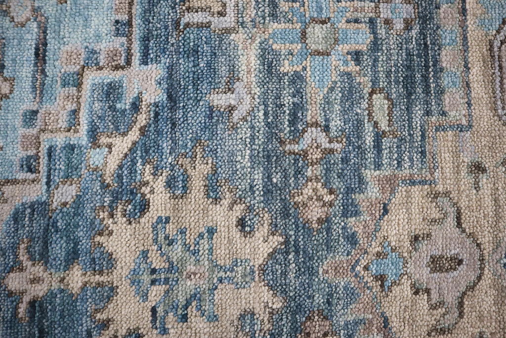 Cala Hand Knotted Wool Area Rug Blue