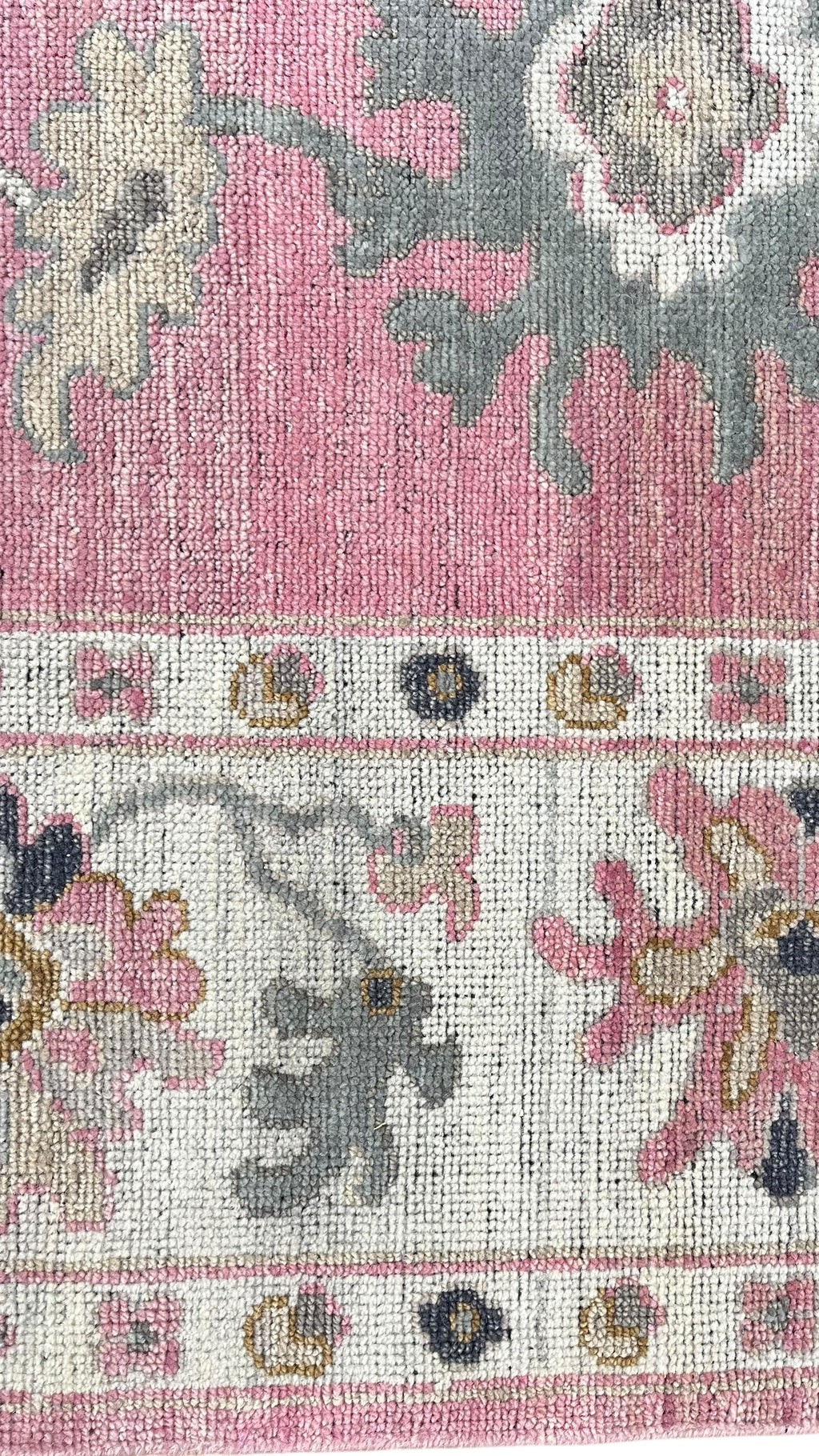 Charcoal Pink Hand Knotted Wool Rug