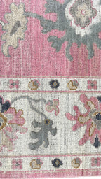 Charcoal Pink Hand Knotted Wool Rug