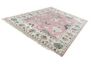 Charcoal Pink Hand Knotted Wool Rug