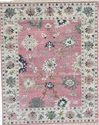Charcoal Pink Hand Knotted Wool Rug