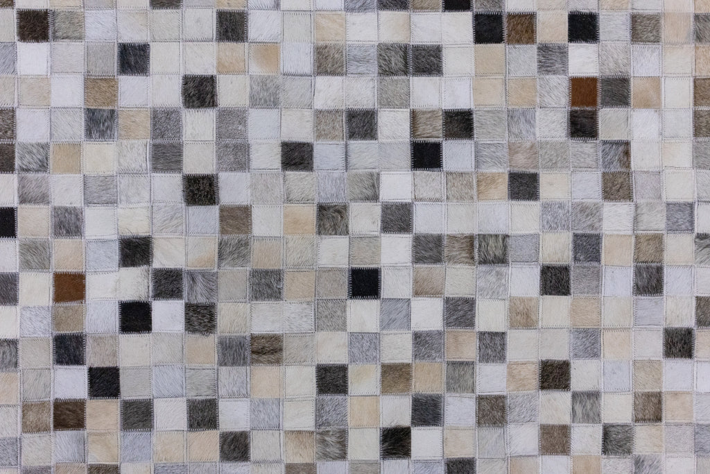 Checkered Leather Hide Rug Multicolor 1 Inch