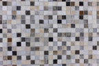 Checkered Leather Hide Rug Multicolor 1 Inch