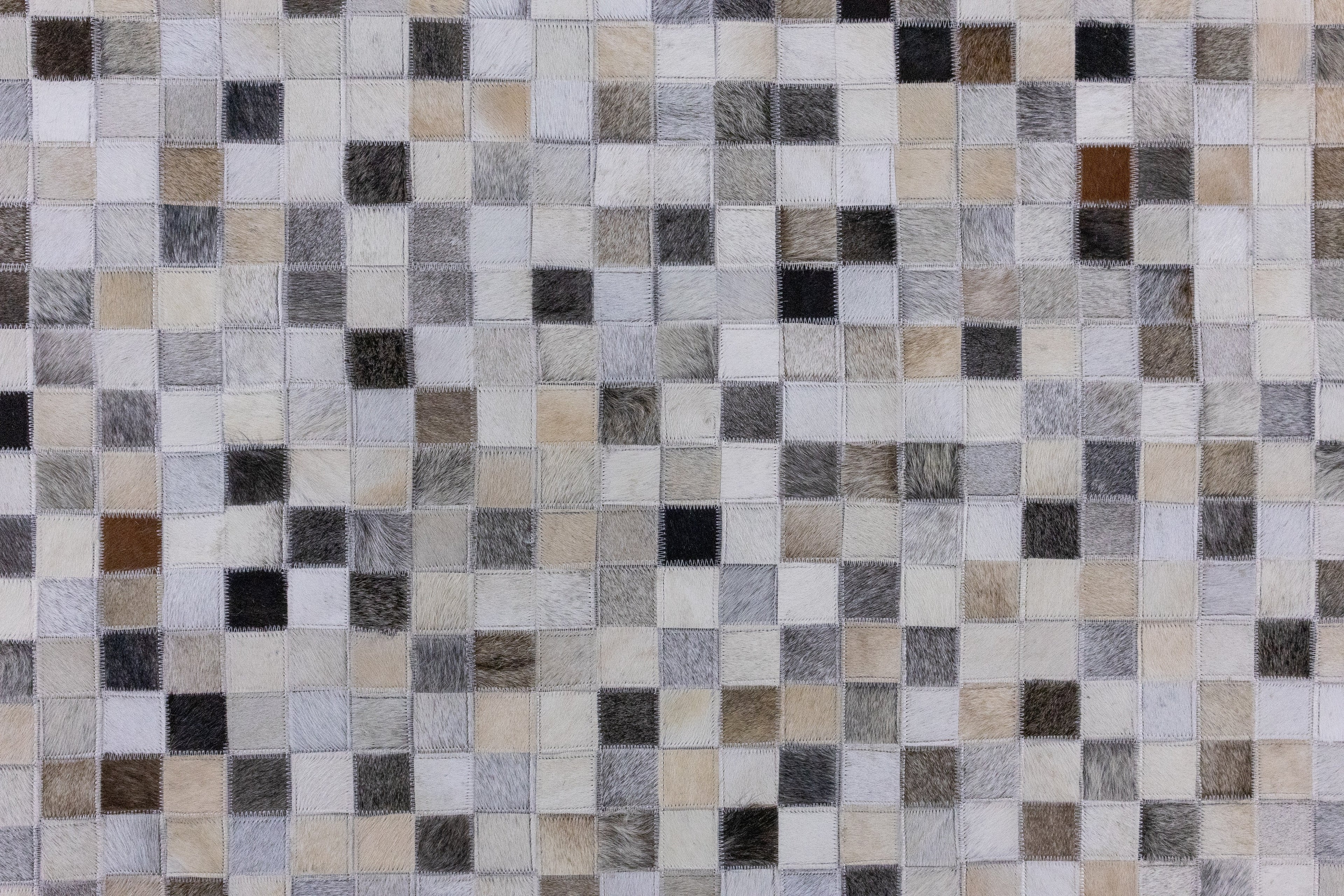 Checkered Leather Hide Rug Multicolor 1 Inch