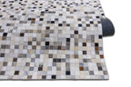 Checkered Leather Hide Rug Multicolor 1 Inch