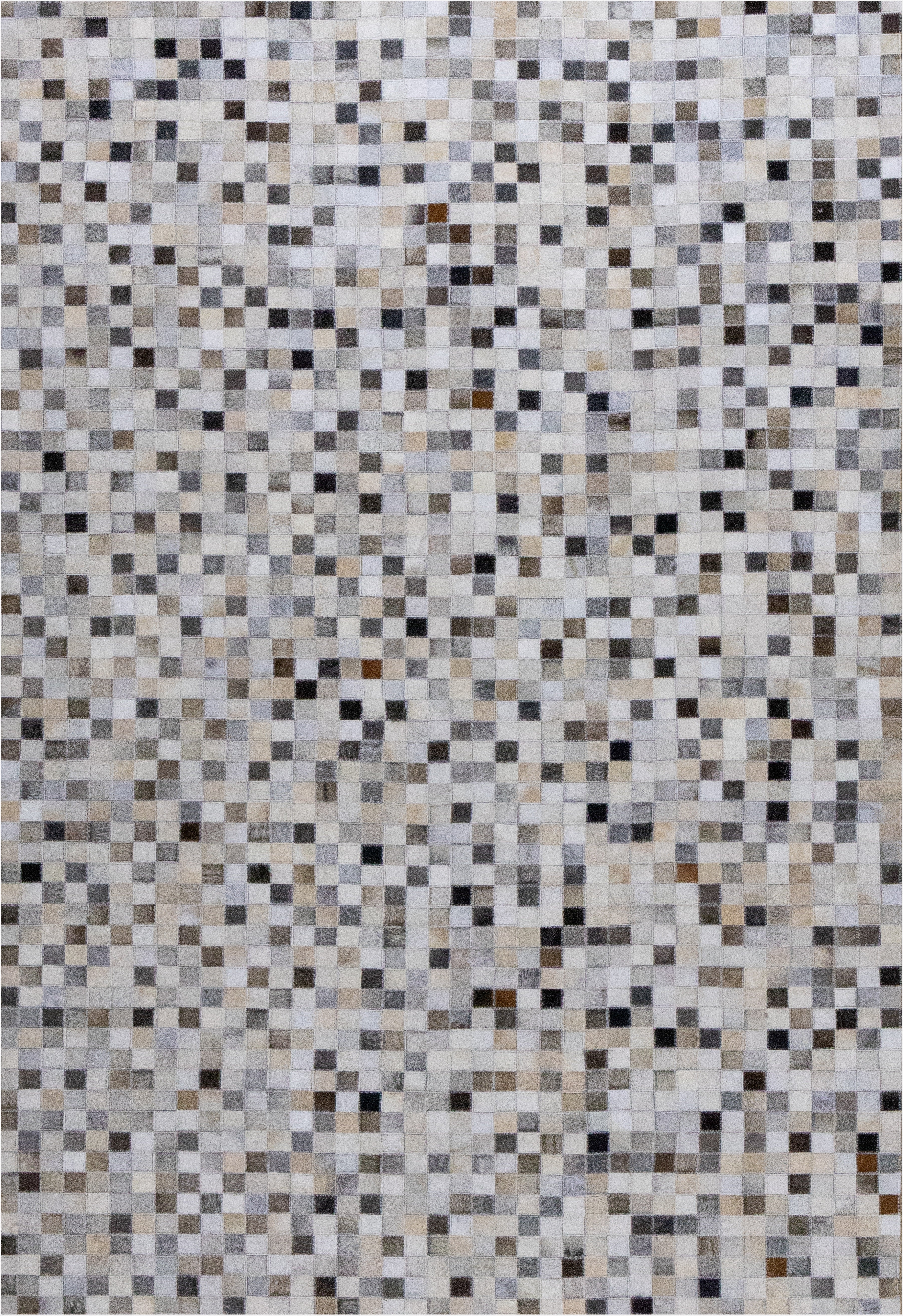 Checkered Leather Hide Rug Multicolor 1 Inch