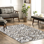Chevron Leather Hide Rug Coffee Brown