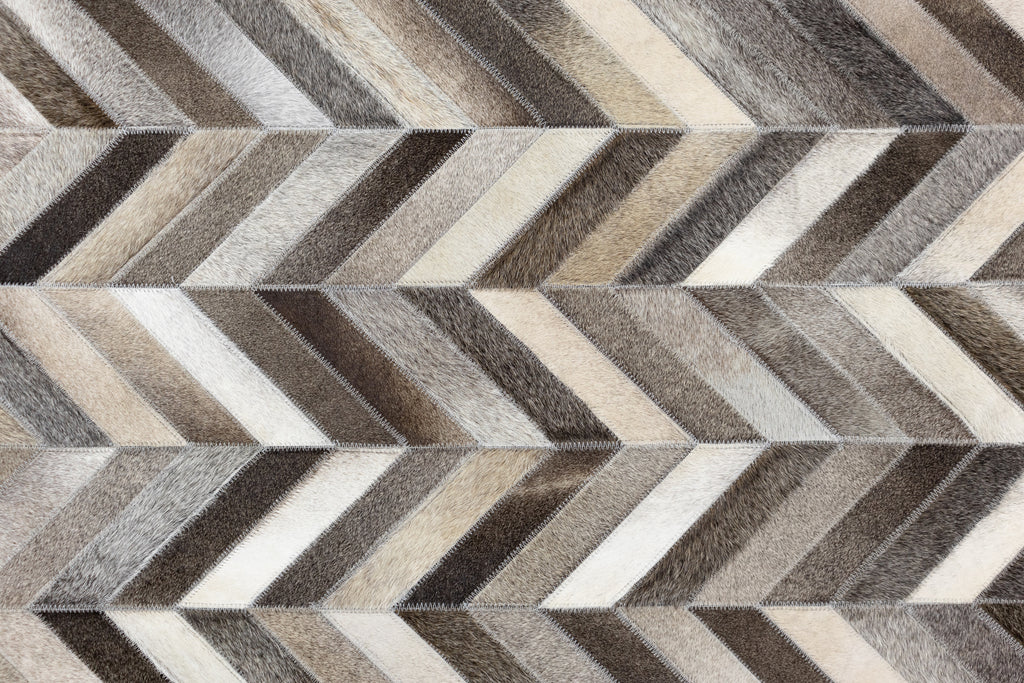 Chevron Leather Hide Rug Coffee Brown