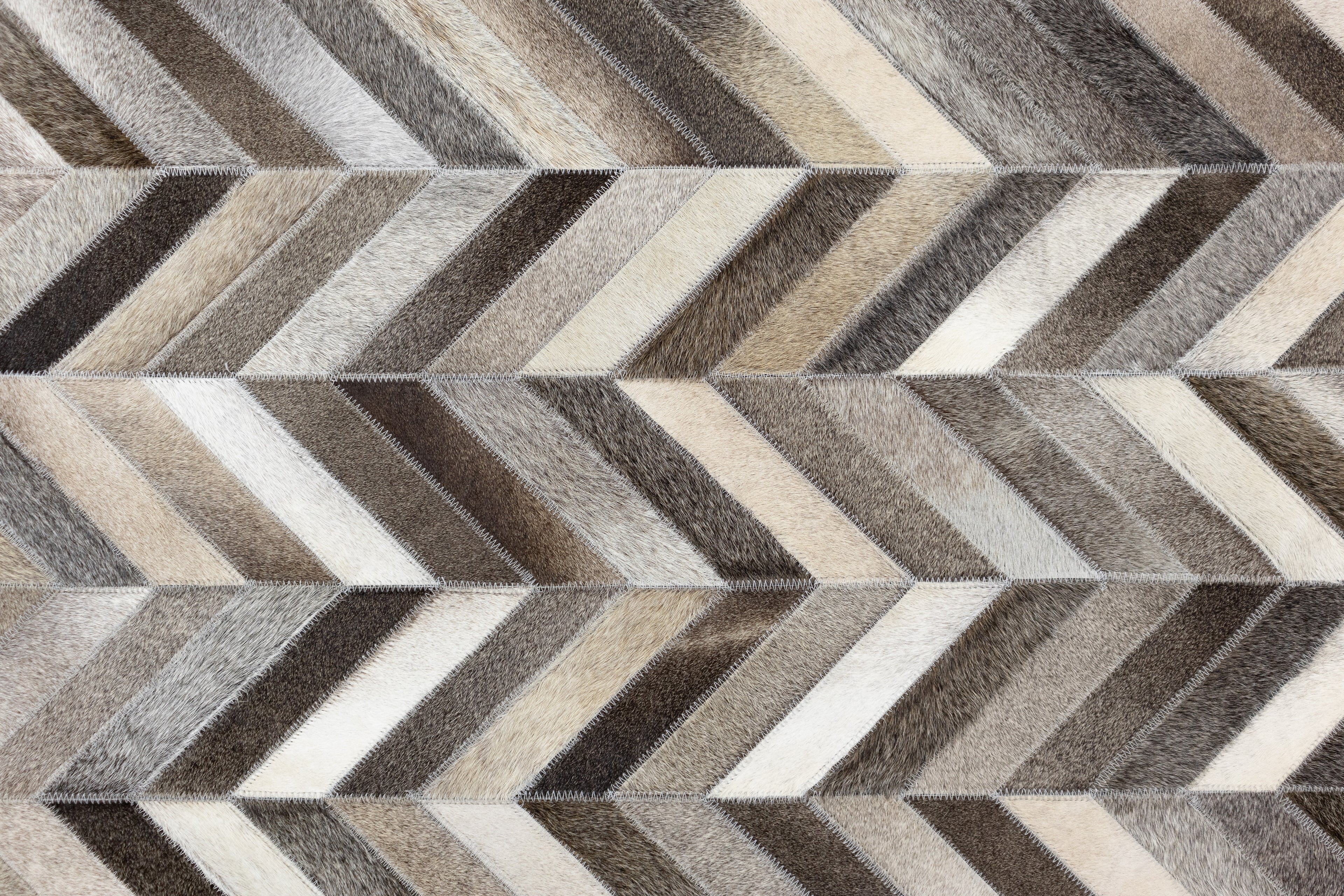 Chevron Leather Hide Rug Coffee Brown
