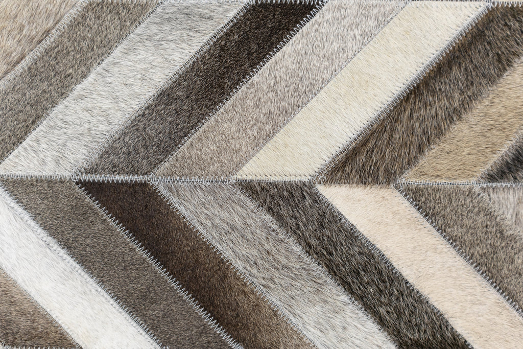 Chevron Leather Hide Rug Coffee Brown