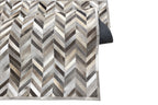 Chevron Leather Hide Rug Coffee Brown