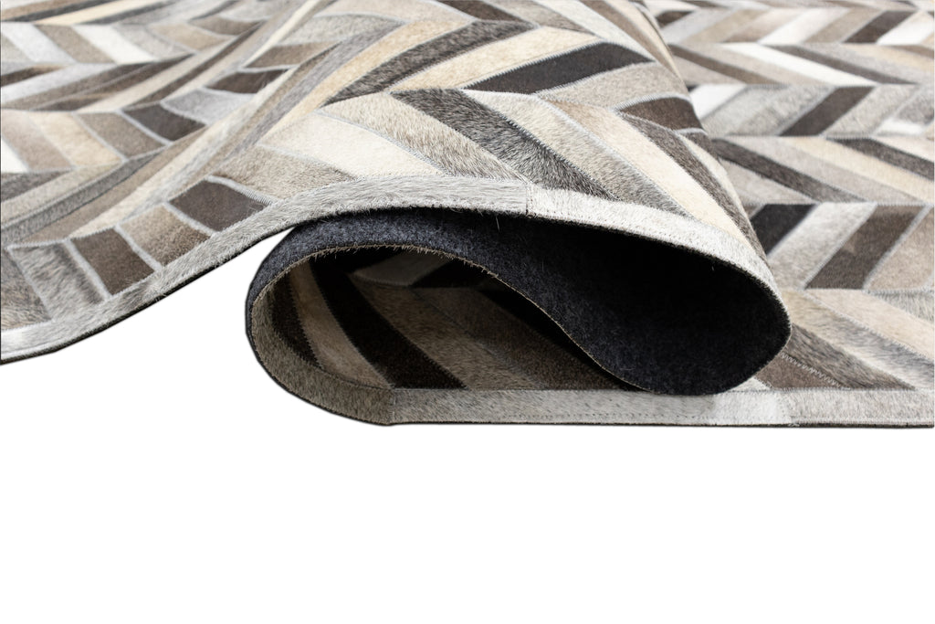 Chevron Leather Hide Rug Coffee Brown