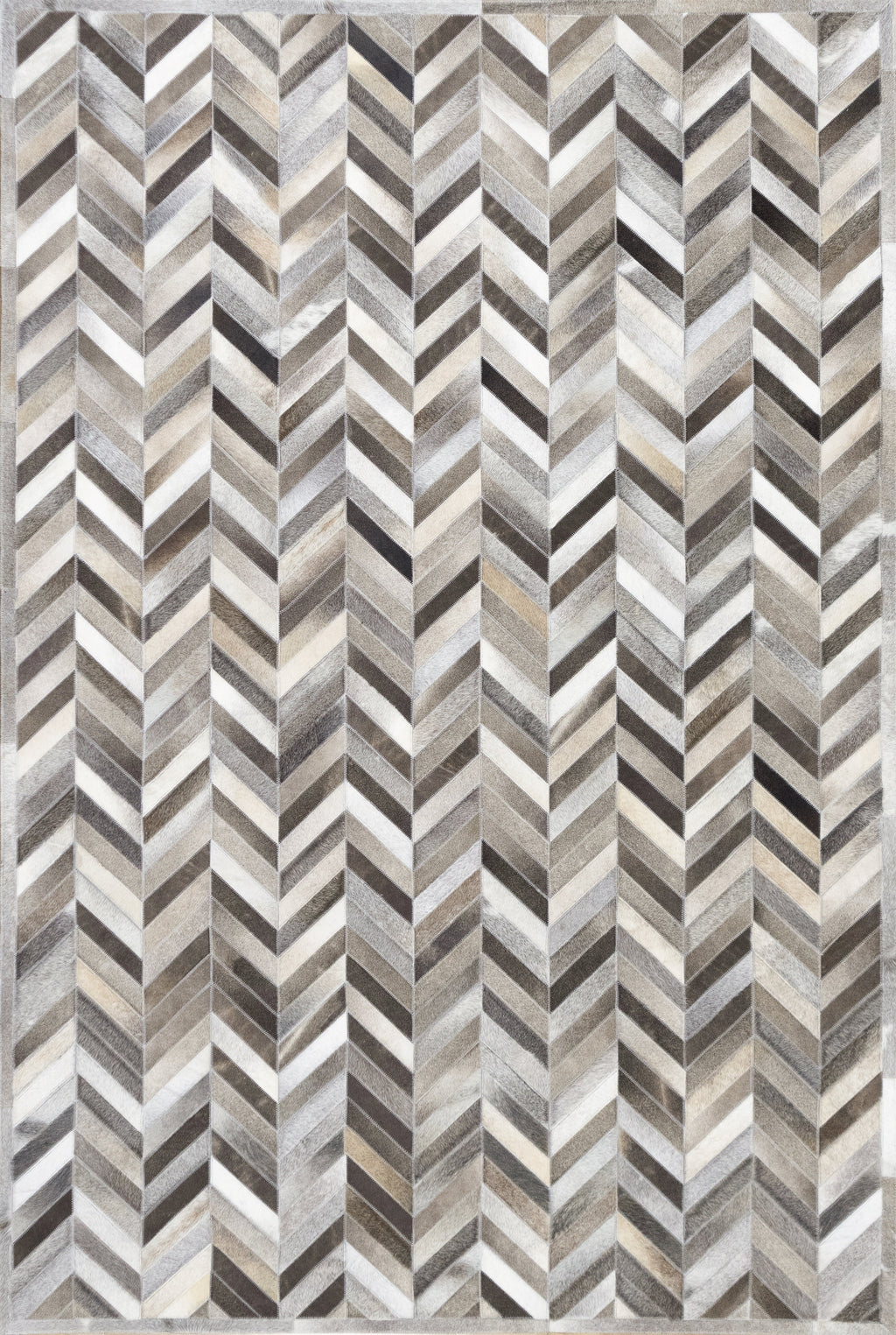 Chevron Leather Hide Rug Coffee Brown