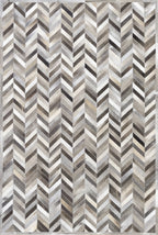 Chevron Leather Hide Rug Coffee Brown
