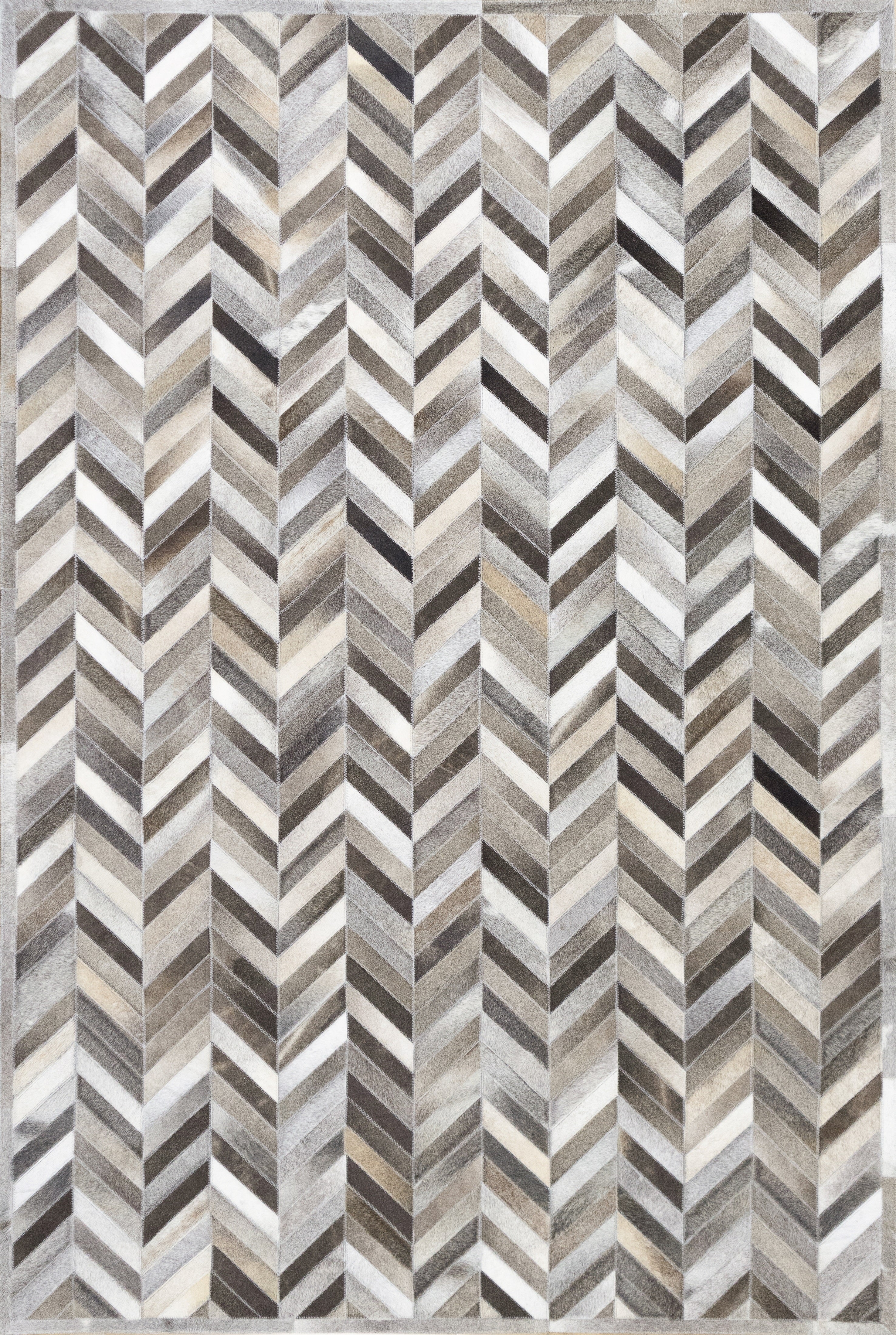 Chevron Leather Hide Rug Coffee Brown