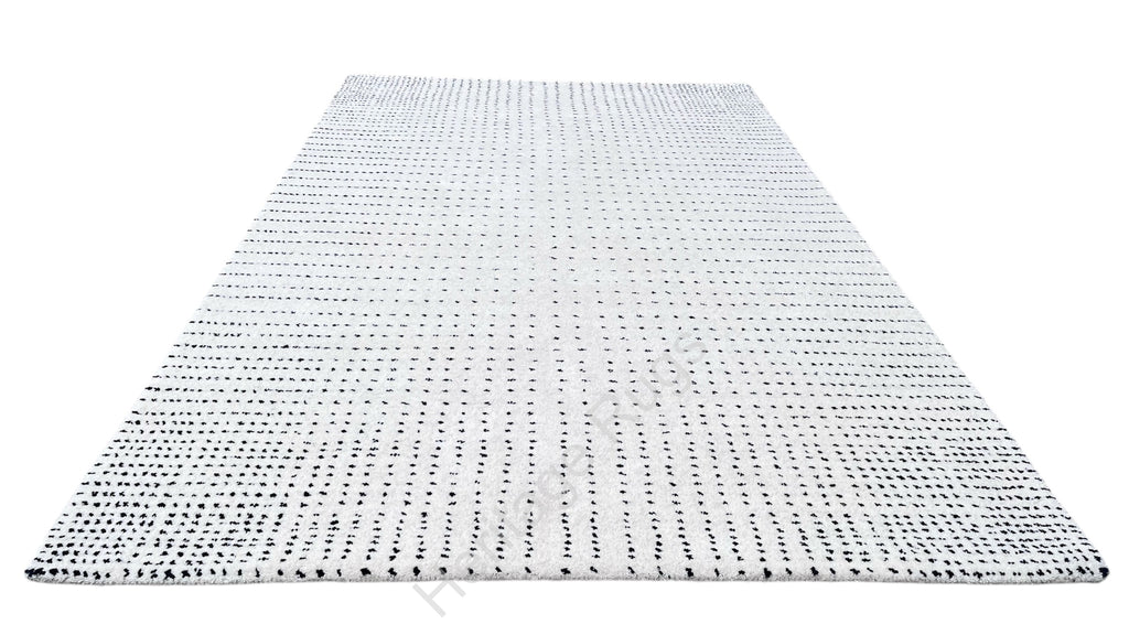 Clean White Graduated Polka Dot Hand Tufted Wool Rug