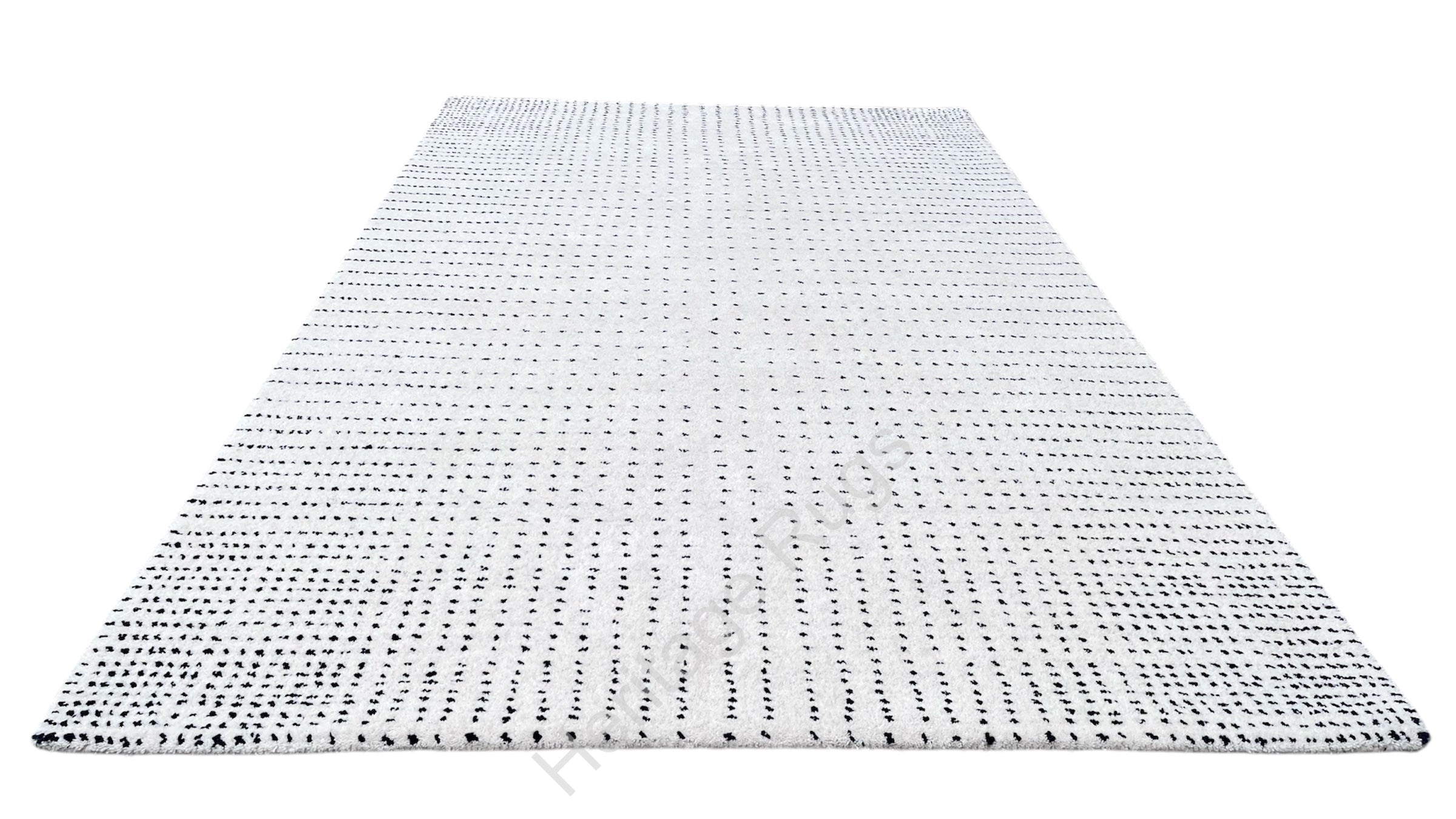 Clean White Graduated Polka Dot Hand Tufted Wool Rug