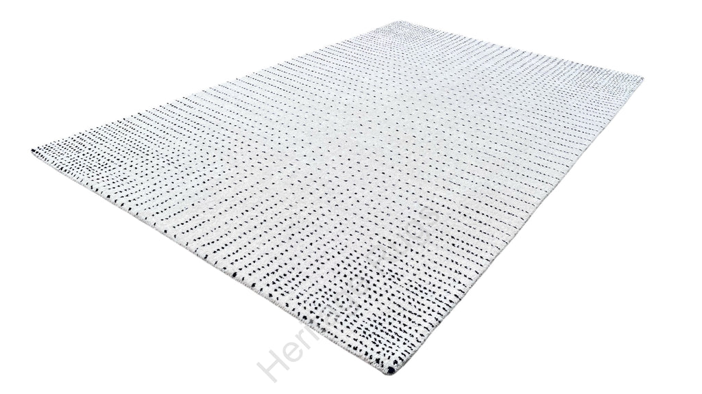 Clean White Graduated Polka Dot Hand Tufted Wool Rug