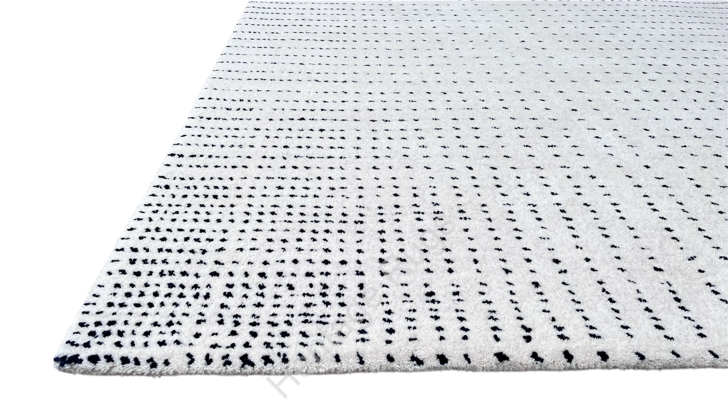 Clean White Graduated Polka Dot Hand Tufted Wool Rug