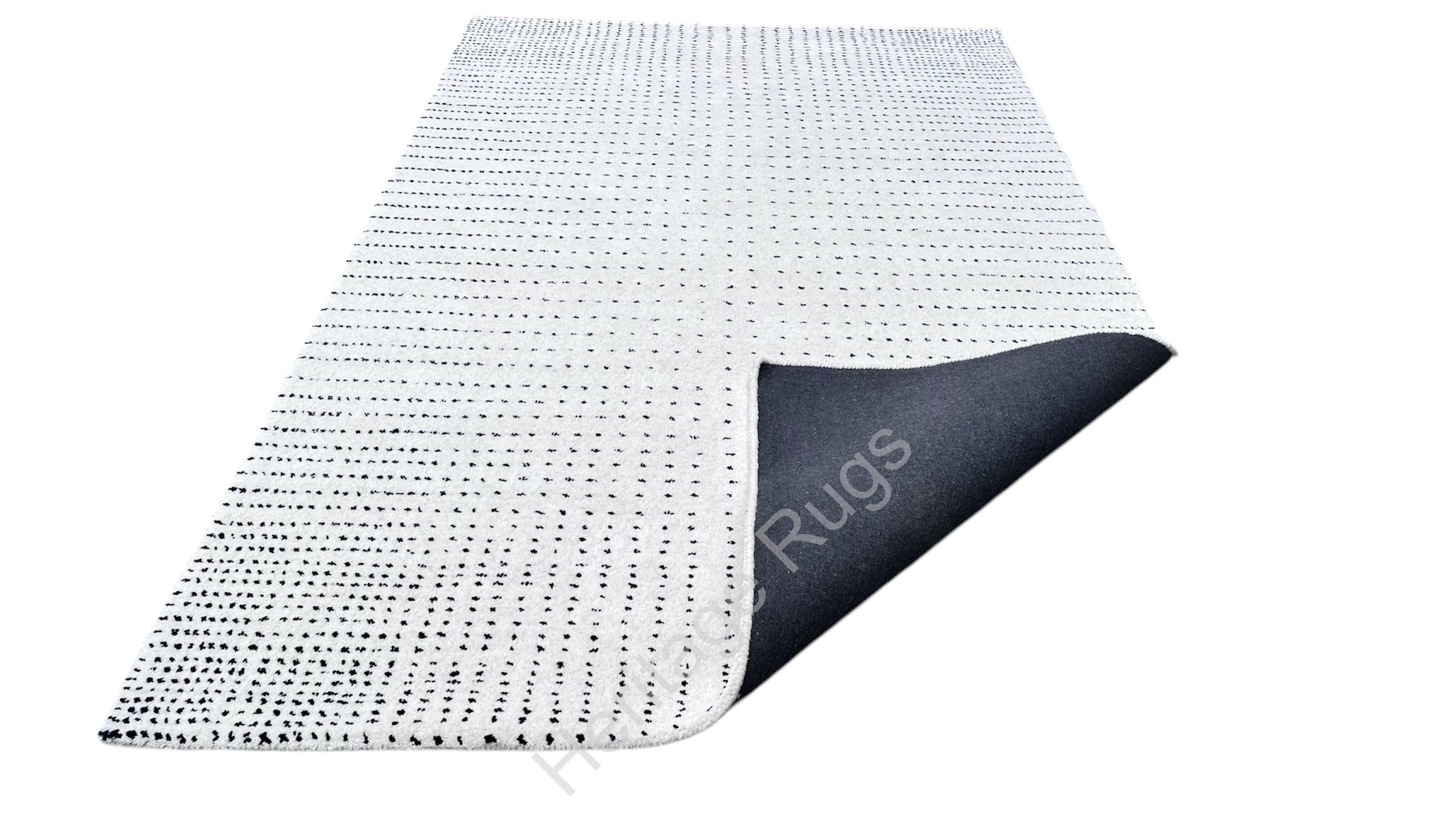Clean White Graduated Polka Dot Hand Tufted Wool Rug