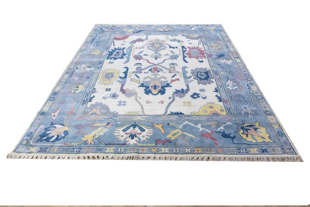 Craftsman Oushak Hand Knotted Wool Rug Blue