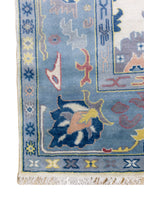 Craftsman Oushak Hand Knotted Wool Rug Blue