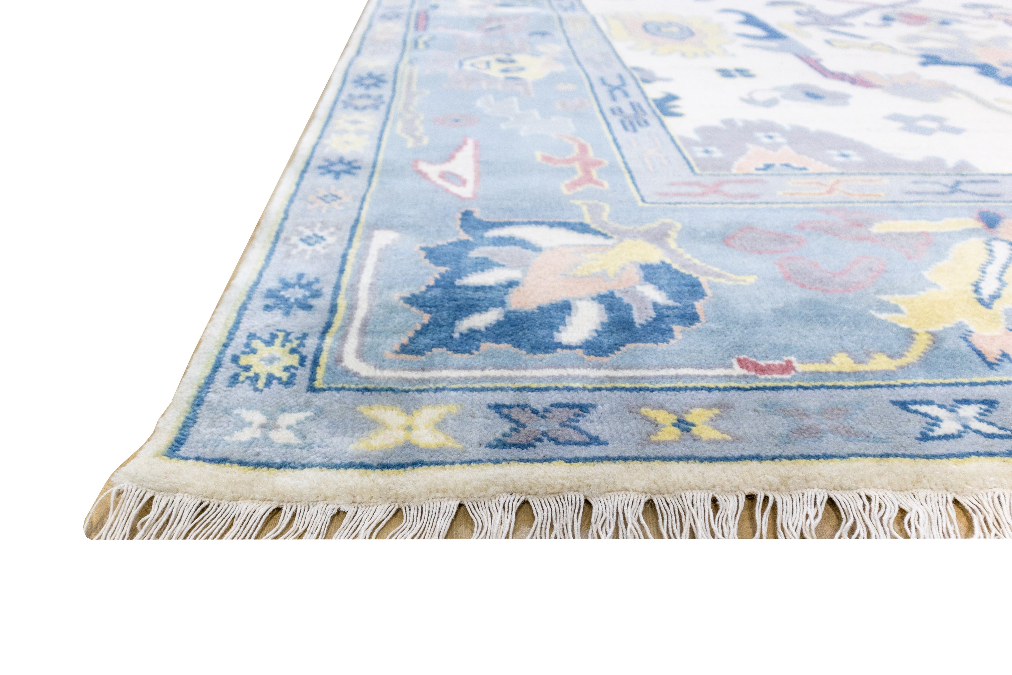 Craftsman Oushak Hand Knotted Wool Rug Blue