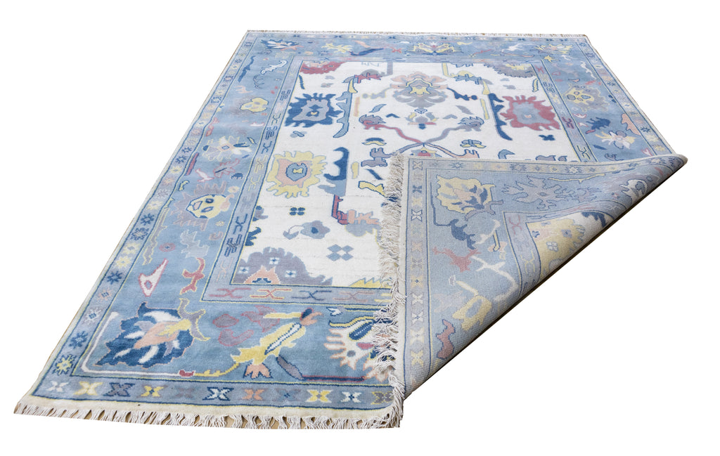 Craftsman Oushak Hand Knotted Wool Rug Blue