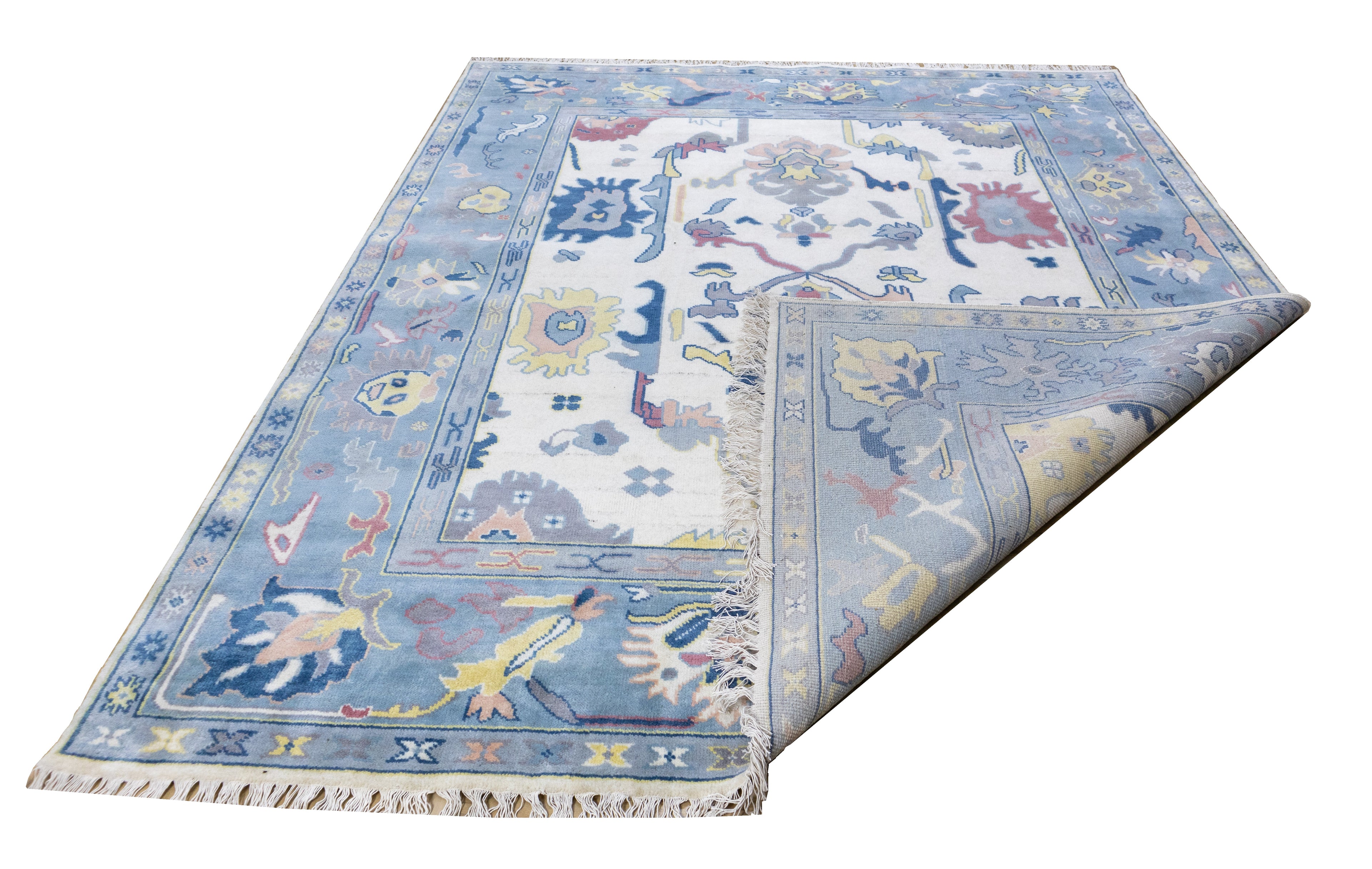 Craftsman Oushak Hand Knotted Wool Rug Blue